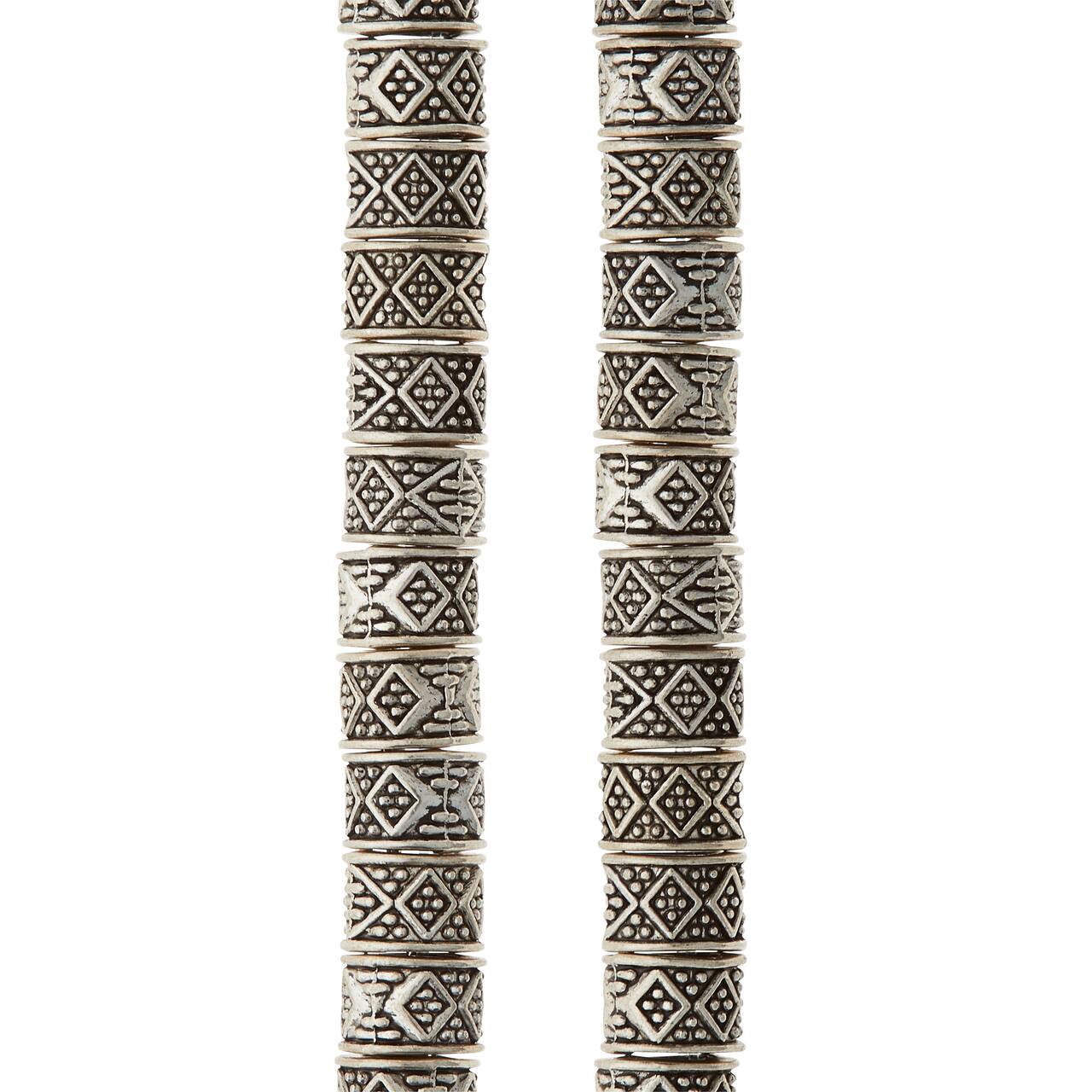 12 Pack: Silver Plated Carved Rondelle Beads, 8mm by Bead Landing™